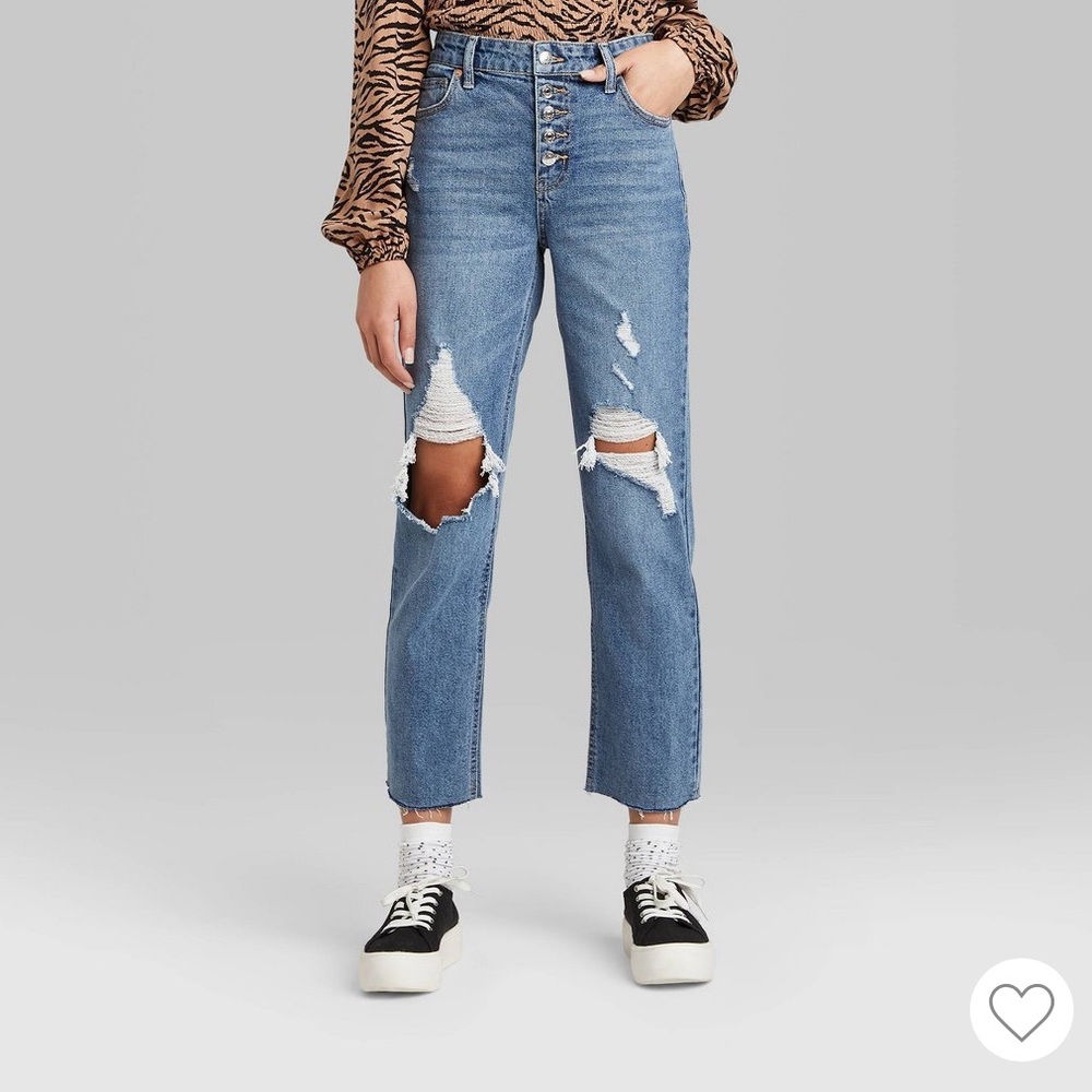 Wild fable high rise distressed straight leg jean